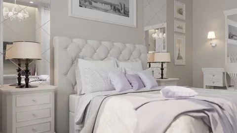 3d render of a bedroom in a classic style Stock Footage 103991259