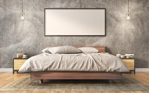 3d render of bedroom in modern style 3d illustration Stock Illustration