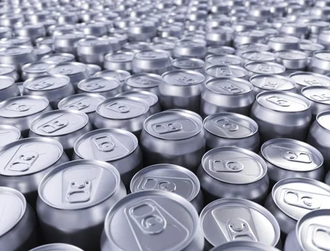 3D Render beer cans conveyor looped 01 Stock Footage 145599139