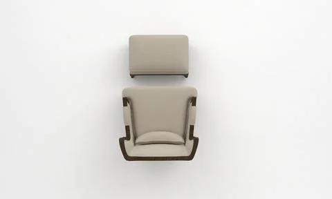 3D render of a beige sofa seat with a footrest isolated on a white background Stock Illustration