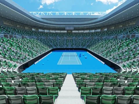 3D render of beutiful modern tennis grand slam lookalike stadium Stock Illustration