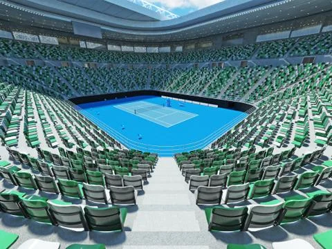 3D render of beutiful modern tennis grand slam lookalike stadium Stock Illustration
