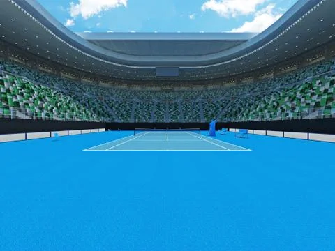 3D render of beutiful modern tennis grand slam lookalike stadium Illustrazione stock