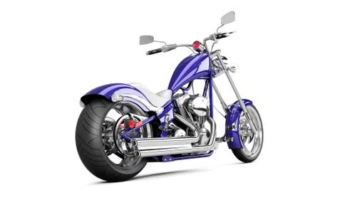 3D render biker motorcycle on a white background Stock Illustration