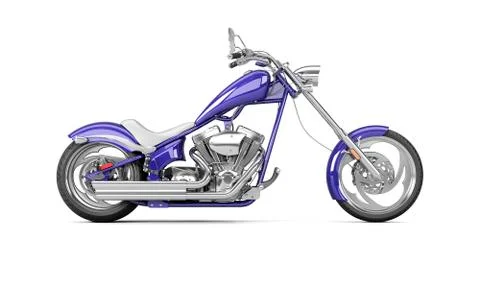 3D render biker motorcycle on a white background Stock Illustration