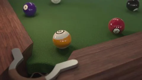 3d render Billiard ball hits the hole Stock Illustration