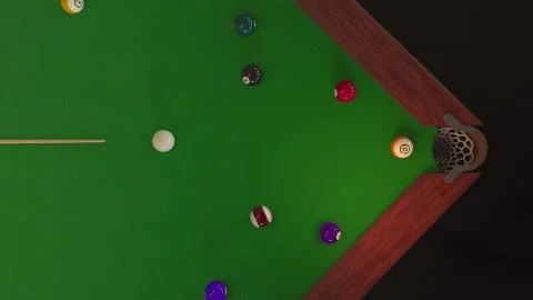 3d render Billiard ball hits the hole view from above Stock Illustration