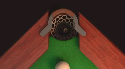 3d render billiard table from above blow on a black ball 8 it flies into the Stock Illustration