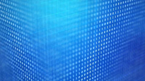 3D render Binary code digit number on blue background Stock Footage 107275498