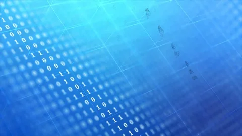 3D render Binary code digit number on blue background Video stock 107355879