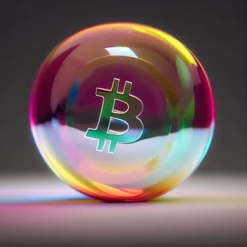3D render of bitcoin bubble Illustrazione stock