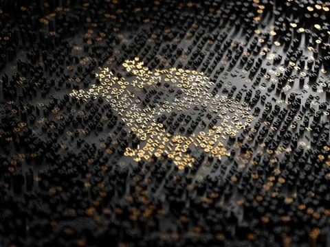 3d render Bitcoin digital address background high resolution Stock Illustration