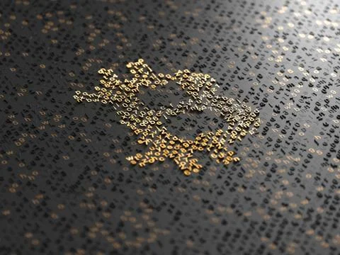 3d render Bitcoin digital background high resolution Stock Illustration