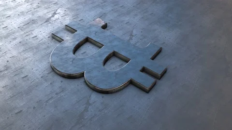 3d render of bitcoin sign on flat metal texture Video stock 230895729