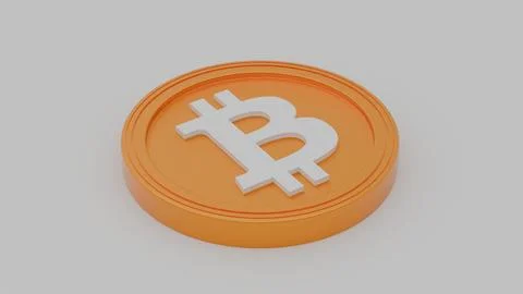 3D Render of Bitcoin Token in Minimalist Space Stock Illustration