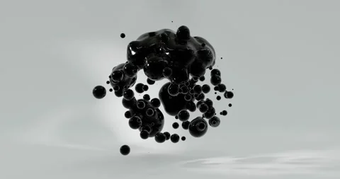 3d render of black abstract balls spheres in liquid water Stock Footage 250108878