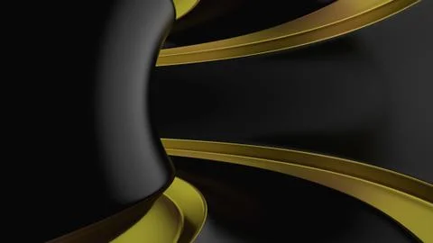 3d render of black and gold abstract tunnel Stock Illustration