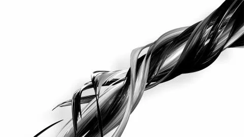 3d render black and white ribbon curved and twisted in ring. Interesting 3d Stock Illustration