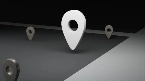 3d render of a black and white location symbol Illustrazione stock