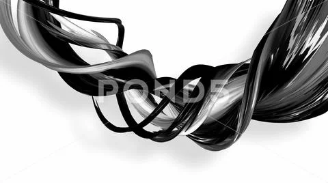 3d render black and white ribbon curved and twisted in ring. Interesting 3d Stock Photos