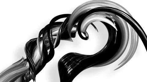 3d render black and white ribbon curved and twisted in ring. Interesting 3d Stock Photos