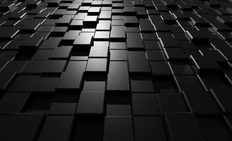 3D render black background volumetric cubes with highlights of different heights Stock Illustration