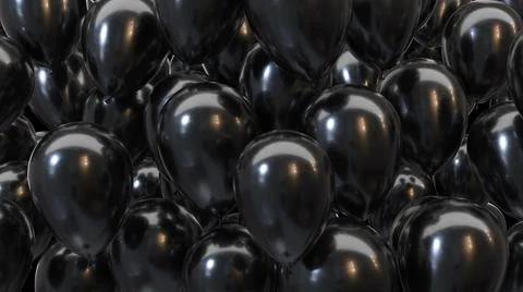 3d render black balloons on a black background Stock Illustration