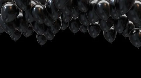 3d render black balloons hitting the ceiling on a black background Stock Illustration