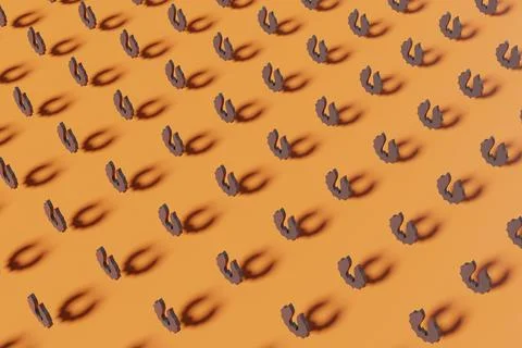 3d render black bat silhouettes on an orange background. Modern creative 3d Stock Photos