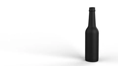 3d render black beer bottle on a white background. Modern design Stockillustratie