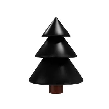 3D render black Christmas tree in clay style Stock Illustration