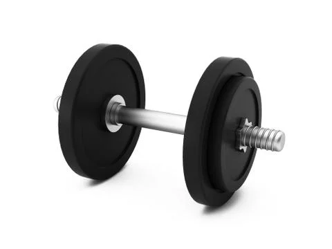 3d render of black dumbbell on white Stock Illustration