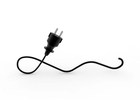 3D render of a  black electrical plug isolated on a white background Stock Illustration
