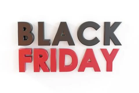 3D Render Black Friday text on white background. Stock Illustration