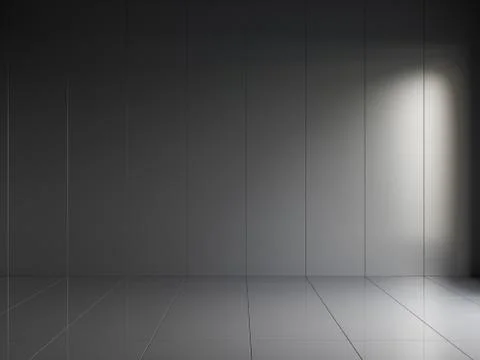 3d render of black glossy interior with vertical panels on wall Stock Illustration