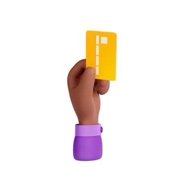 3d render black hand holding bank card, payment Stock Illustration