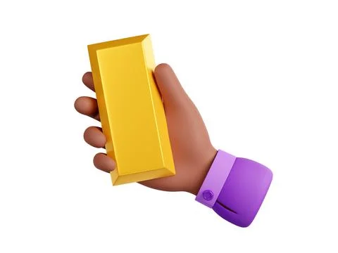 3d render black hand holding golden ingot icon Stock Illustration