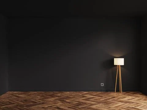 3d render of black interior with floor lamp Stock Illustration