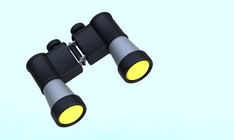 3d render of black iron binoculars with lenses Stock Illustration