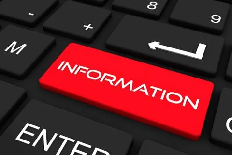 3D render. Black keyboard with information key , Business and technology conc Stock Illustration