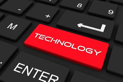 3D render. Black keyboard with technology key , Business and technology conce Stock Illustration