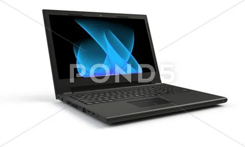3d render of a black laptop isolated on white Stock Illustration