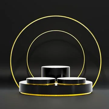 3d render of black marble pedestal steps isolated on black background, Stock Illustration