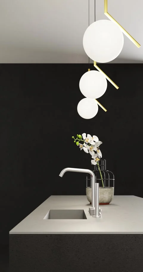 3d Render of black minimalist kitchen Video stock 292983902