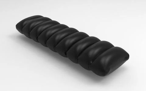 3D render of black nylon inflatable pillow mattress with detailed textile tex Stock Illustration