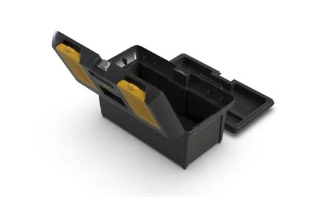3D render of black plastic toolbox isolated on white background Stock Illustration
