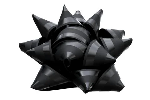 3D Render of black ribbon bow isolated on white Stock Illustration