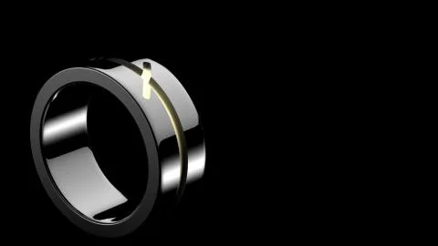 3d render, black ring on black background. jewelry metal circle shape. empty  Stock Illustration