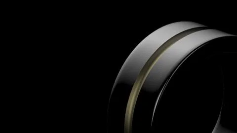 3d render, black ring on black background. jewelry metal circle shape. empty  Stock Illustration