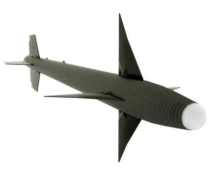 3D render of a Black Russian Ballistic Missile, isolated on a white backgroun イラスト素材